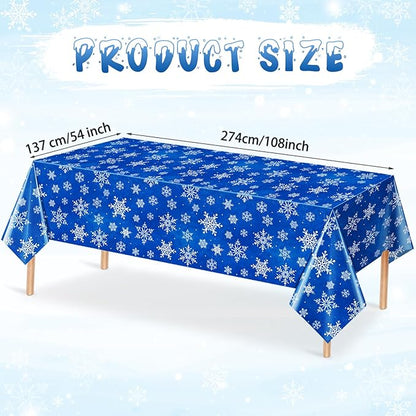 Jectivs 3 Pieces Christmas Snowflake Plastic Party Tablecloth Decorations - Image 2