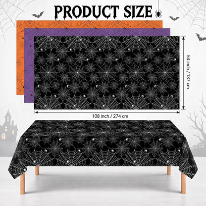 12 Pack Halloween Tablecloth, 108 x 54 in Spider Web Table Cloth