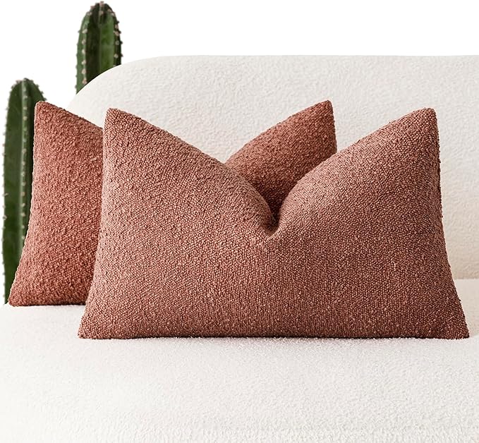 Foindtower Pack of 2 Textured Boucle Throw Pillow Covers Accent Solid by Foindtower