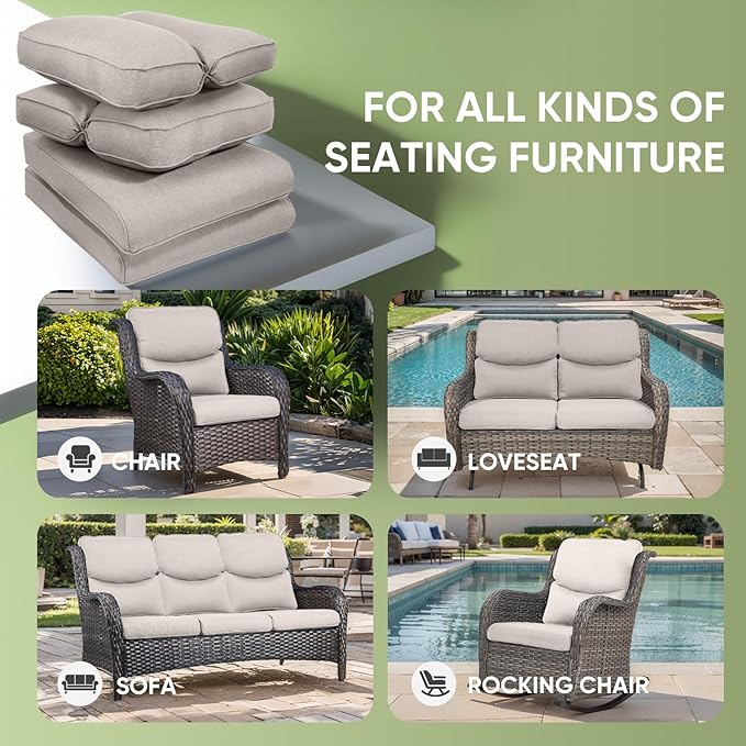 Outdoor Chair Cushion Set of 2, Waterproof Outdoor Seat Cushions 25x22 - Image 6