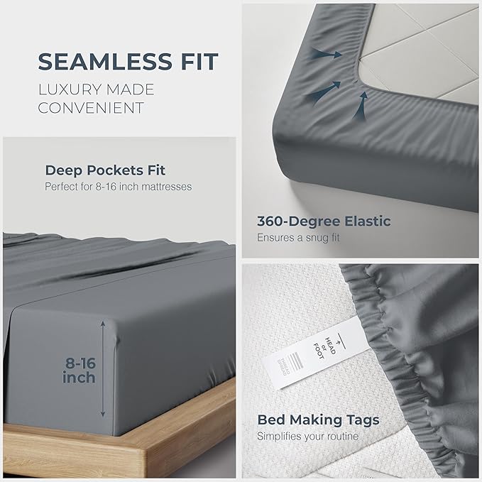 THREAD SPREAD 100% Egyptian Cotton Split King Sheets Sets - Image 5