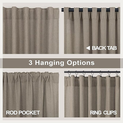Pitalk Taupe Curtains 90 Inch Length 2 Panels Set Linen Light Filtering Sheer - Image 4