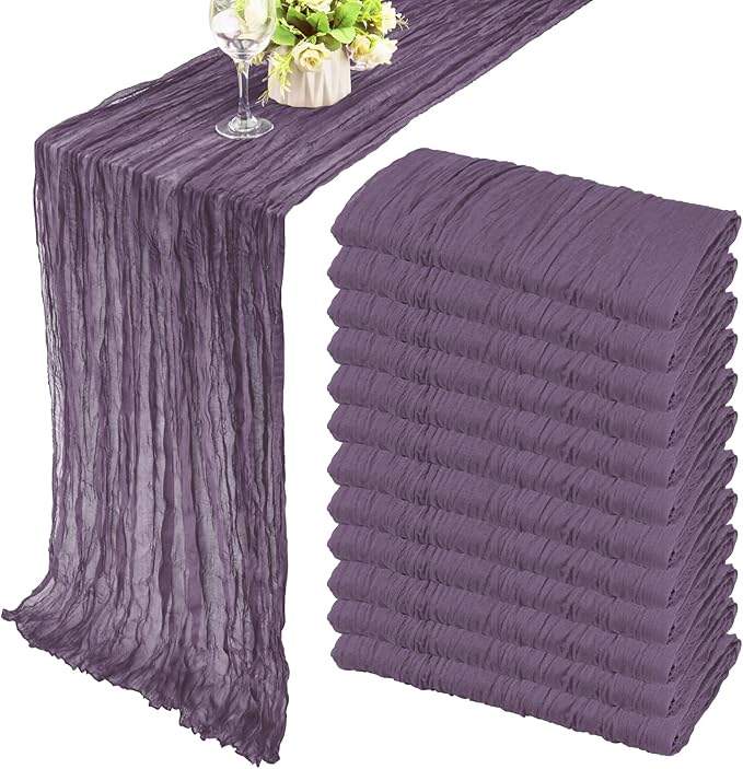 12 Pack 10Ft Cheesecloth Table Runner 35x120 Inch Boho Gauze Table Runner by Fivenl