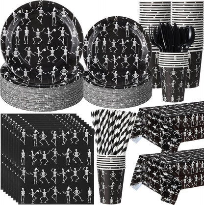 Funnymoom 452 Pcs Halloween Skeleton Party Decoration Supplies, Serves 50