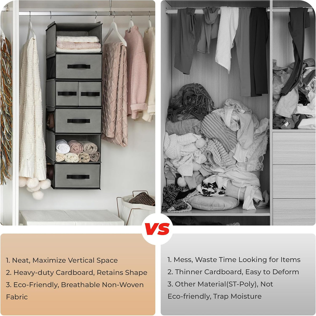 granny says hanging closet organizer, 5 drawers, 6, view 9