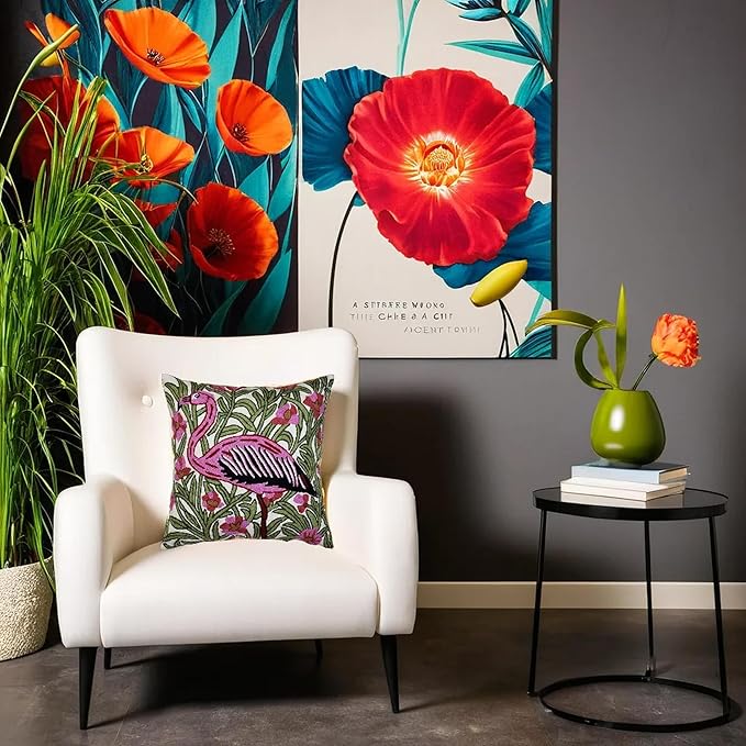 William Morris Flamingo Floral Pillow Cover - Image 7