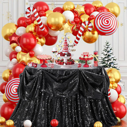 B-COOL Round Tablecloth 120 Inch Black Sequin Table Cloth Glitter Table Cover for Holiday Banquet Dining Wedding Halloween Christmas Party Decoration