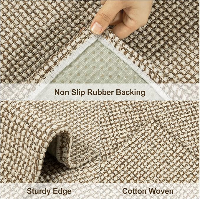 Uphome Kitchen Runner Rug, Low Pile Woven Cotton Modern Carpet Runners - Image 3