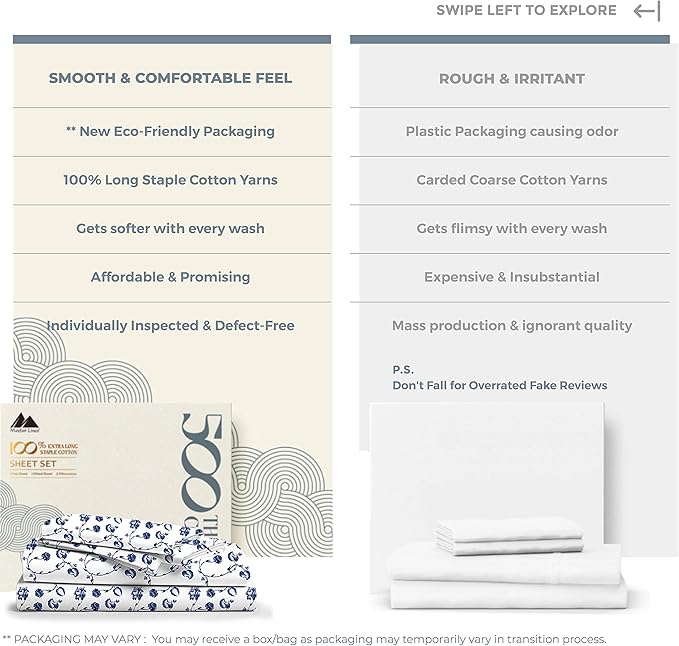 Mayfair Linen 100% Cotton Printed Bed Sheets Queen Size Set - Image 2