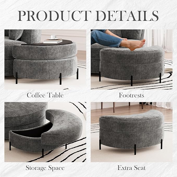 Aoiy & Wifon 50.2'' W Oversized Swivel Barrel Chair - Image 6