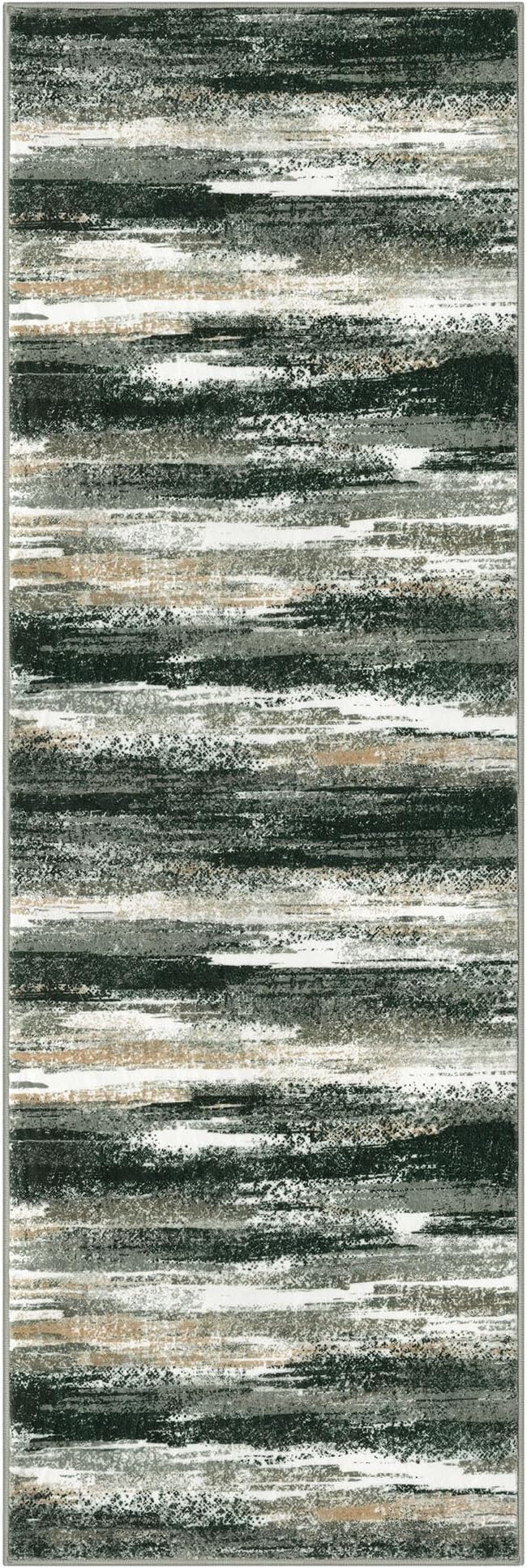 Modern Abstract Runner Rug 2x6, Forest Green Washable Kitchen Runner Non-Slip - Image 9