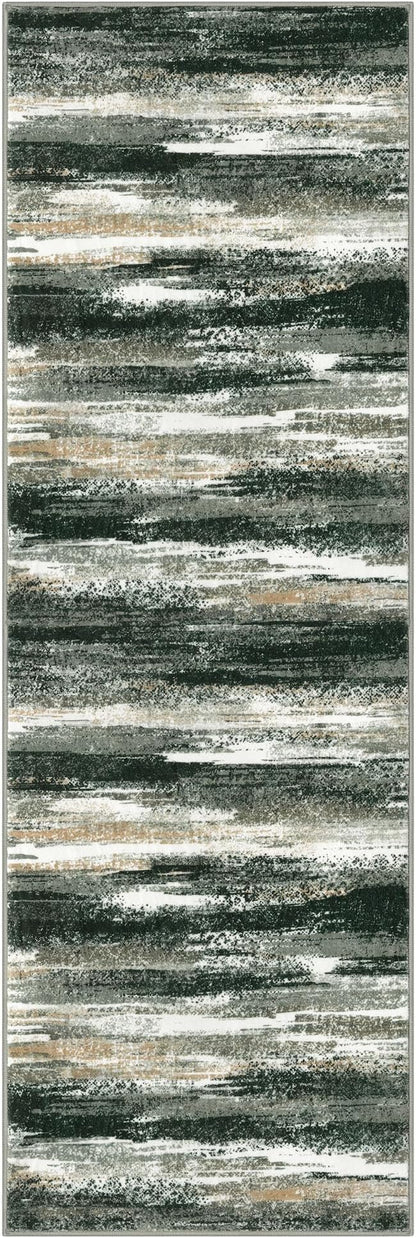 Modern Abstract Runner Rug 2x6, Forest Green Washable Kitchen Runner Non-Slip - Image 9