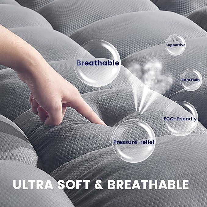 SLEEP ZONE Mattress Topper Full Size, Extra Thick Fitted Mattress Pad - Image 3
