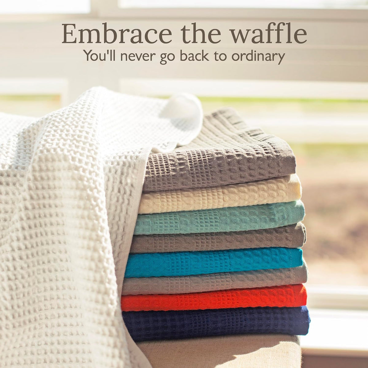 gilden tree waffle towels for bathroom, 100% cotton on a desk or shelf