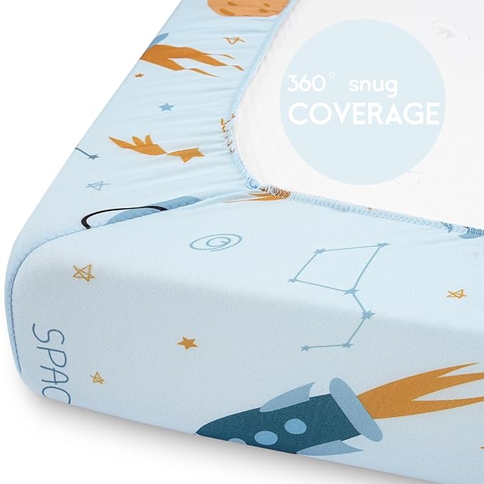 Yoofoss Pack and Play Sheets Fitted, Mini Crib Sheets 2-Pack - Image 6