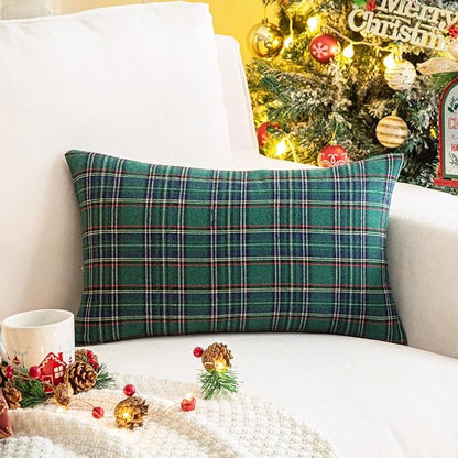 AQOTHES Pack of 2 Christmas Plaid Decorative Throw Pillow Covers Scottish - Image 3