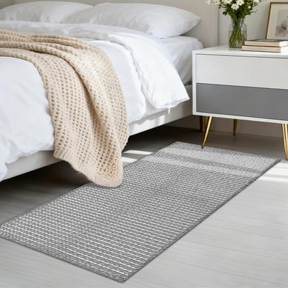 Grey Bathroom Rugs 24"x48"Non Slip Braided Bath Mat - Image 4