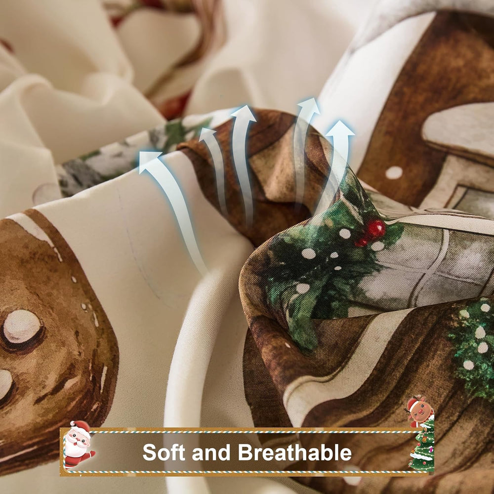 Luxudecor Christmas Comforter Set Queen Size 7 Pieces, Beige Farmhouse Bed in...