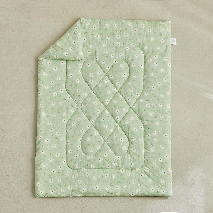 DuShow Green Floral Toddler Bedding Set, 4 Pieces Toddler Crib Bed Sheet Set - Image 7