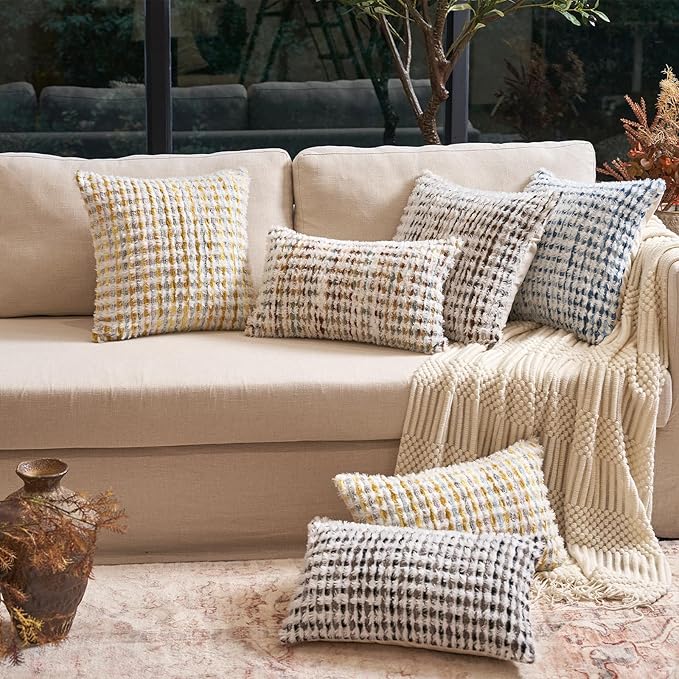 Aeckself Boho Chenille Tufted Pillow Cover 20 x 20 Inch, Decorative Square - Image 8