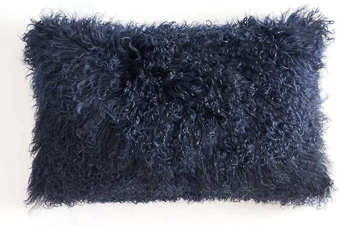 Genuine Mongolian Lamb Fur Pillow Cover – 12"x20" Rectangular Cushion Case – by Unknown