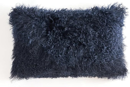 Genuine Mongolian Lamb Fur Pillow Cover – 12"x20" Rectangular Cushion Case – by Unknown
