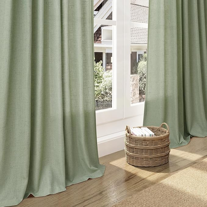 Sheer Light Sage Linen Curtains 72 Inch Length - Image 6
