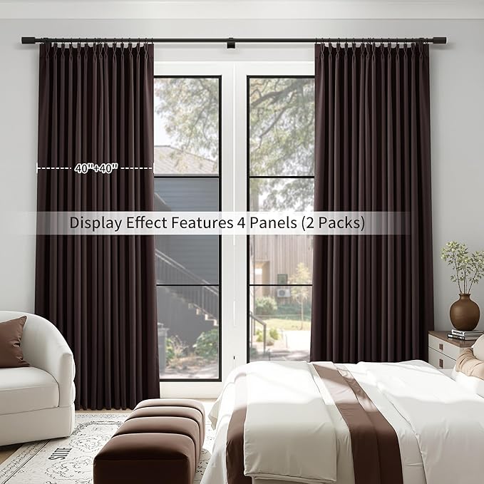 Pinch Pleated Linen 100% Blackout Curtains 90 Inches - Image 7