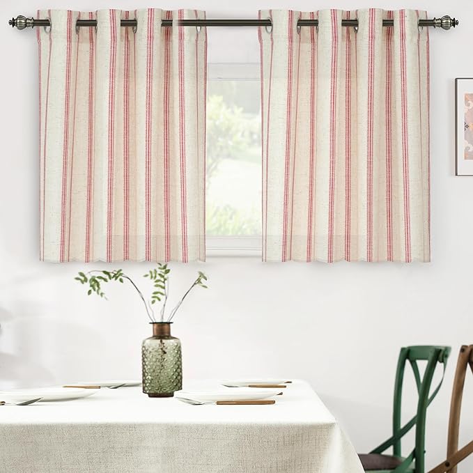 DriftAway Farmhouse Vertical Striped Linen Blend Textured Light Filtering Semi by DriftAway