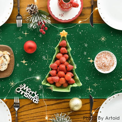 Artoid Mode Xmas Trees Merry Christmas Table Runner, Seasonal Winter Green - Image 4