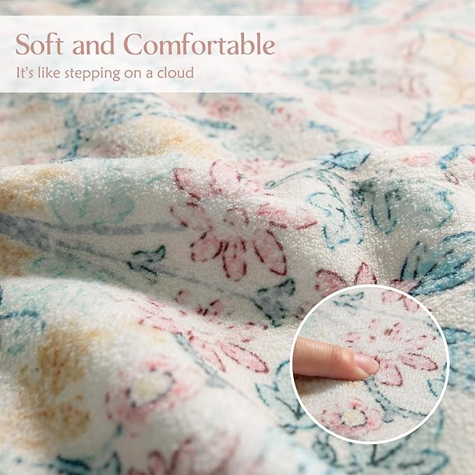 MUJOO Pink Washable Rugs 8x10, Floral Area Rug - Image 6