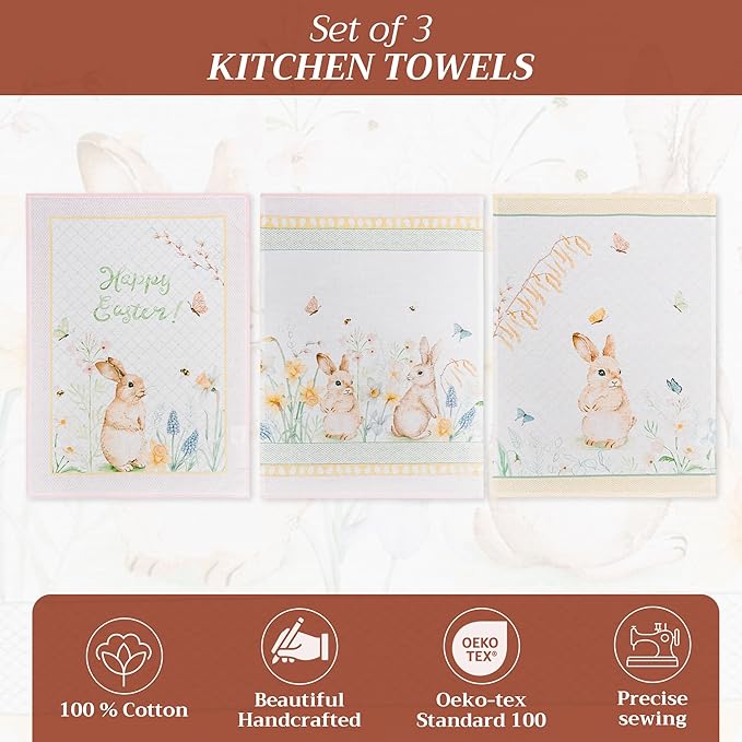 Maison d' Hermine Kitchen Towels Set of 3 100% Cotton 27.50" x 20" Reusable - Image 2
