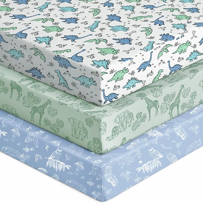 Baby Crib Sheets for Boys Girls, Breathable Soft Microfiber Baby Sheet Green & by Unnivoll