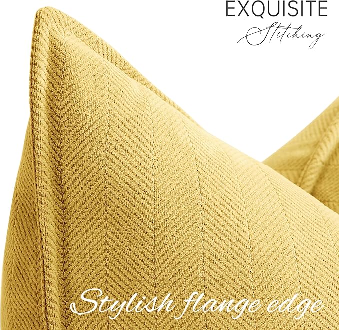 ZWJD Yellow Pillow Covers 20x20 Set of 2 Chenille Throw Pillow Covers - Image 2