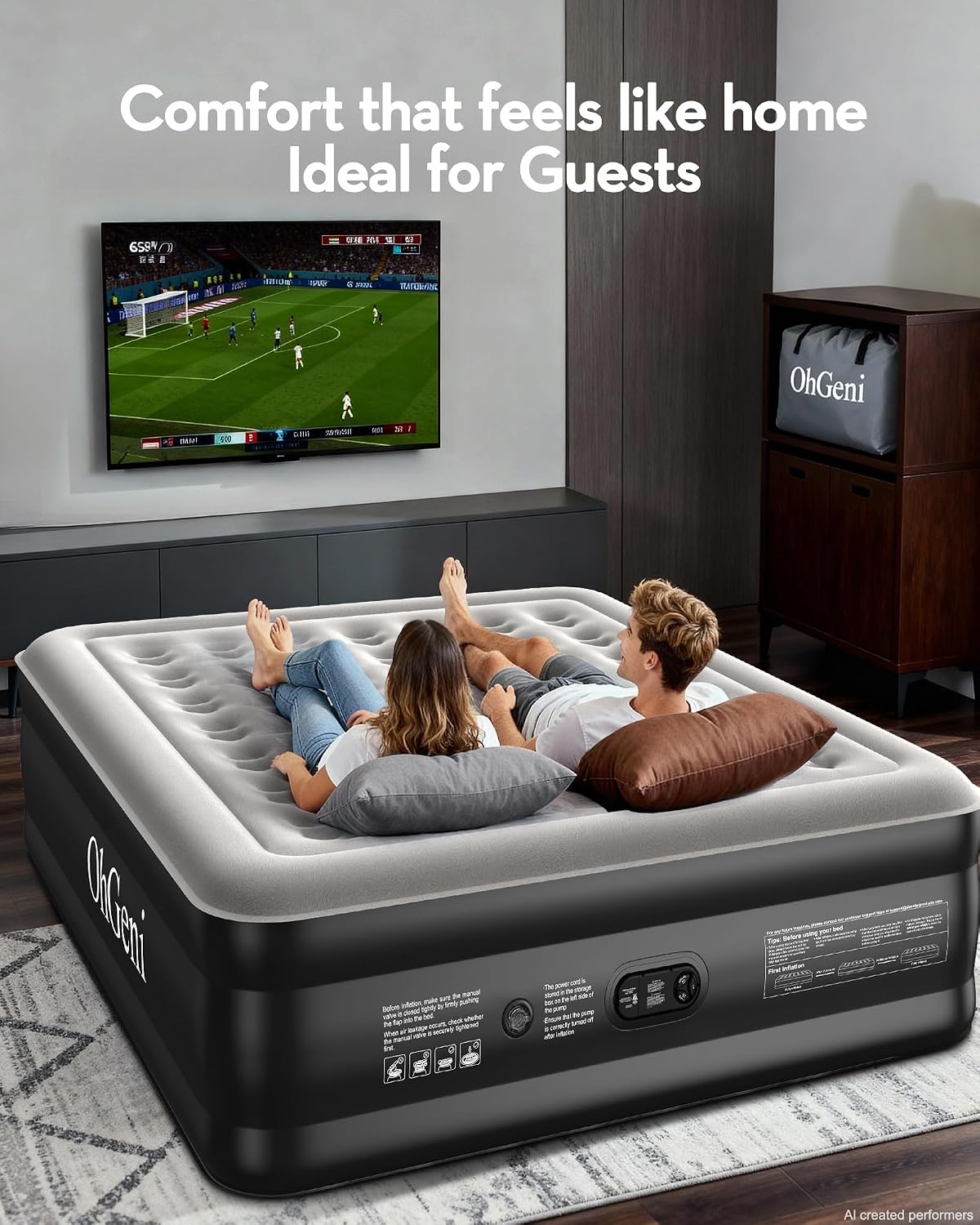 ohgeni 20" raised california king air mattress with shown in use