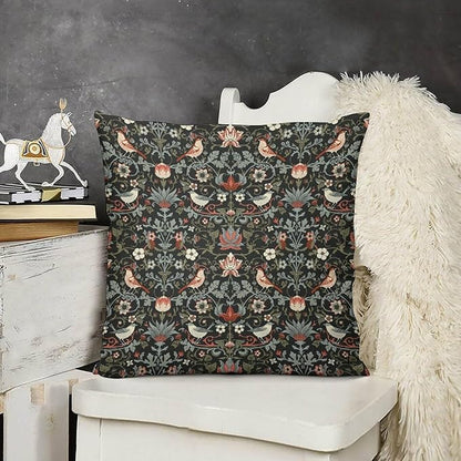 William Morris Floral Original Throw Pillow Covers Boho Chic Retro Floral Bird - Image 3