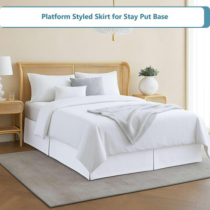 pleated bed skirt full size, easy fit with shown in use