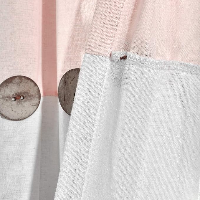 Lush Decor Linen Button Window Curtain Panel, Blush & Off White - Image 5