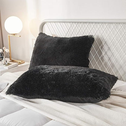 Uhamho Set of 2 Faux Fur Throw Pillow Covers Soft Velvet Decorative Pillowcases by Uhamho