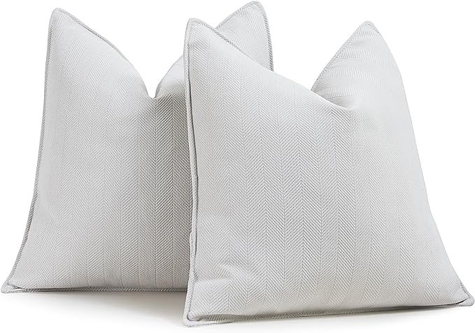 ZWJD Cream Pillow Covers 22x22 Set of 2 Chenille Throw Pillow Covers by ZWJD