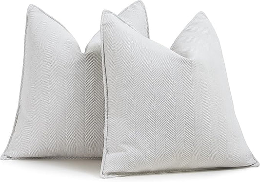 ZWJD Cream Pillow Covers 26x26 Set of 2 Chenille Throw Pillow Covers by ZWJD
