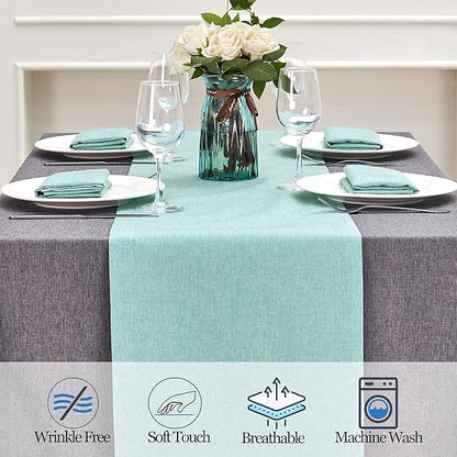 Mebakuk Linen Farmhouse Table Runner Large Burlap Style Soft and Waterproof - Image 4