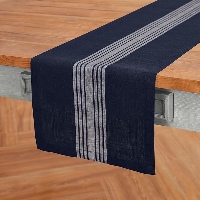 Solino Home Stripe Linen Table Runner 120 Inches Long - Image 2