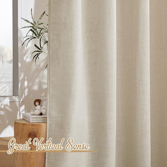 NICETOWN Light Filtering Linen Curtains 84 inch Long 2 Panels Set, Grommet - Image 5