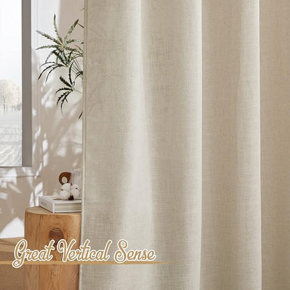 NICETOWN Living Room Curtains Linen Blend 96 inches Long, Grommet Semi Sheer - Image 5