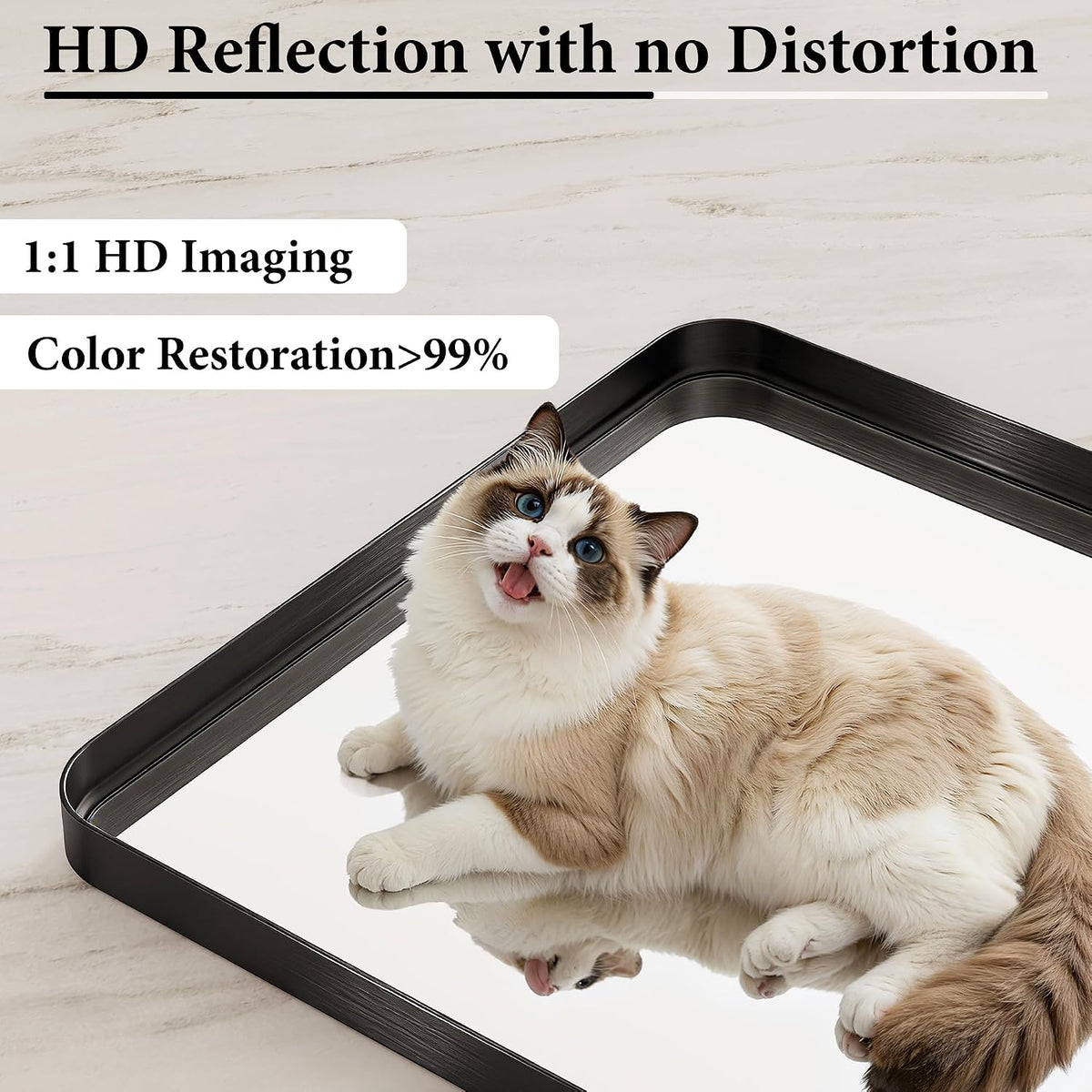 30x36 inch black metal framed bathroom mirror for, close-up detail