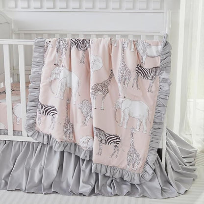 Brandream Crib Bed Skirt for Baby Girls Boys Gray Boho Bohemian Neutral Solid - Image 5