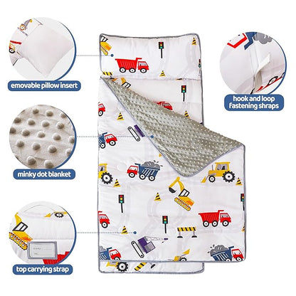 Viviland Toddler Kid Nap Mat for Preschool, Boys Car Truck Slumber Bag - Image 2
