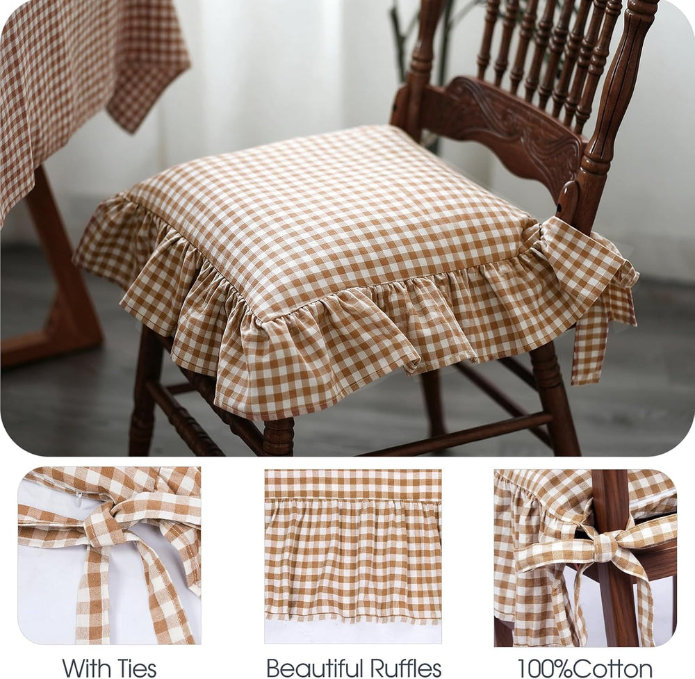 4 Pcs Taupe Ruffle Chair Cushion Covers, 17.5"x17.5" Square,Covers ...