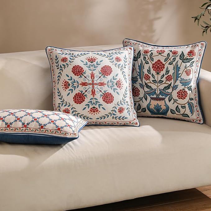 patdrea Designer Throw Pillow Covers Set of 2, Square Brilliant Vintage Red - Image 6